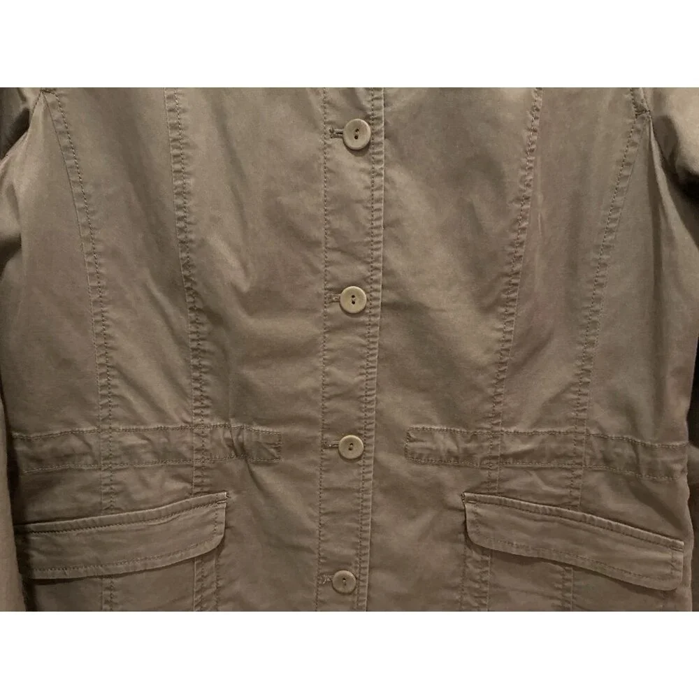 Eileen Fisher Jacket Medium Utility Ruffle Collar Button Up Cinch Waist - Picture 3 of 8
